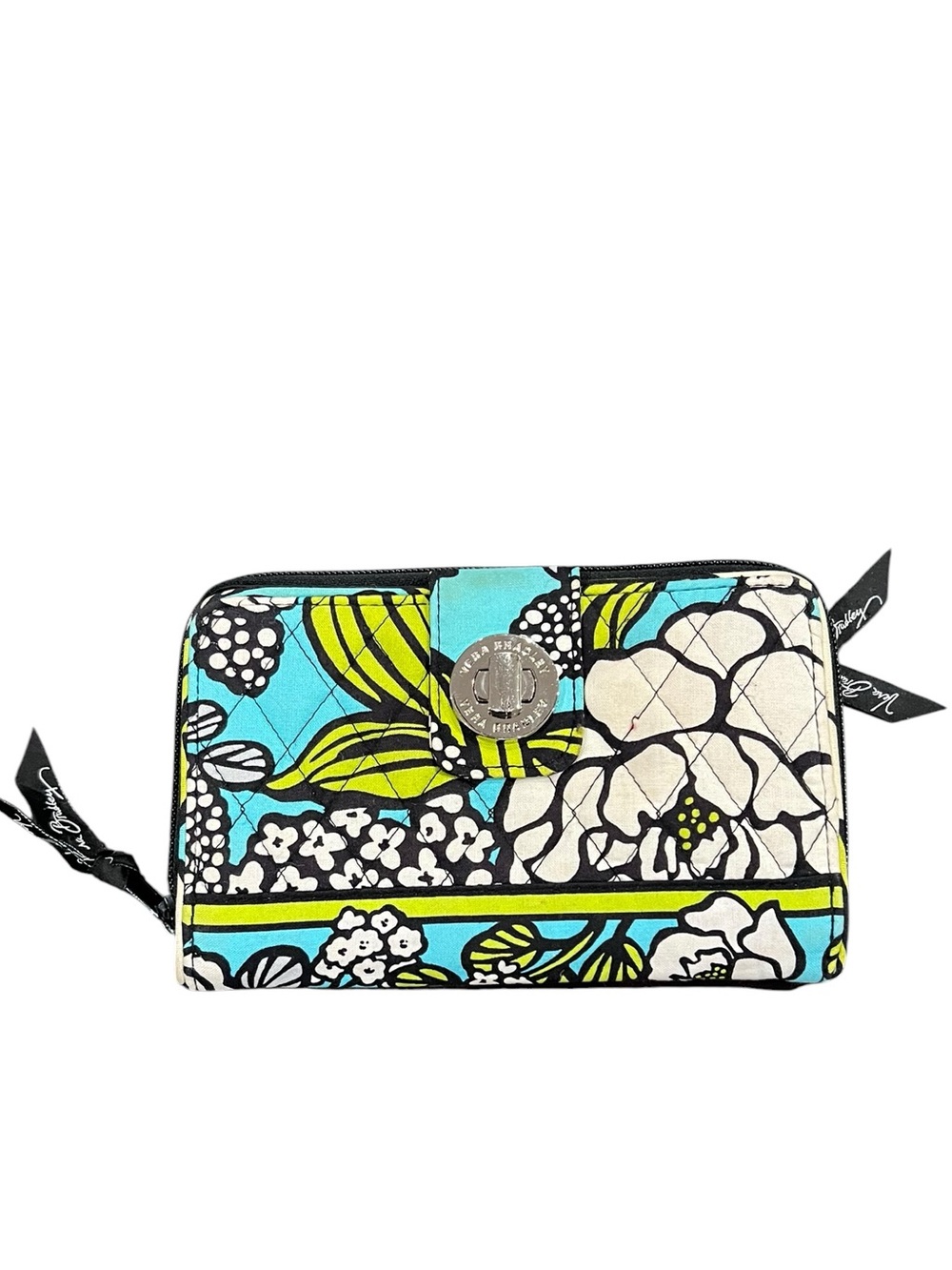 Vera Bradley Wallet Blue Floral Turn Lock Clutch Island Blooms *Retired*